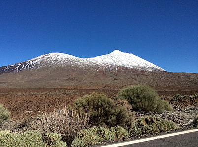 Volkan, Tenerife, kar, İspanya, dağ, Kanarya, doğa