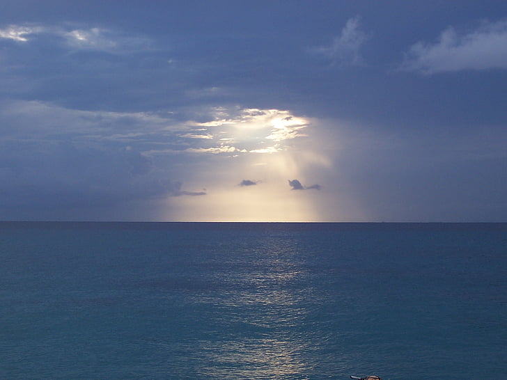 sea, sunset, marine, clouds, horizon, calm sea, nature