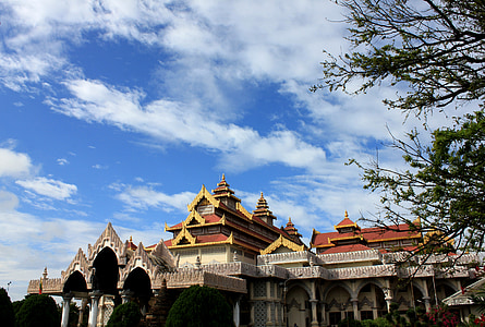 Mavi gökyüzü, Müze, Bagan, Myanmar, Burma, Mandalay bölümü, gökyüzü