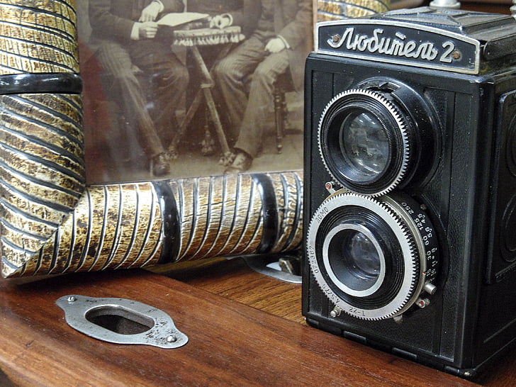 aparat de fotografiat, lemn, Vintage