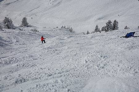 катання на лижах, лижник, лижної області, Арльберг, взимку, гори, гірські вершини