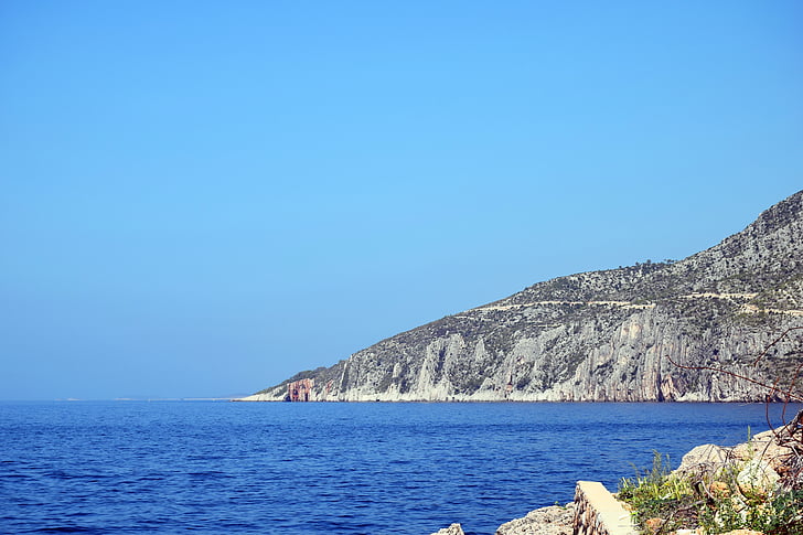 Adriatic, modrá, more, letné, Ostrov, Chorvátsko, hlboké modré more
