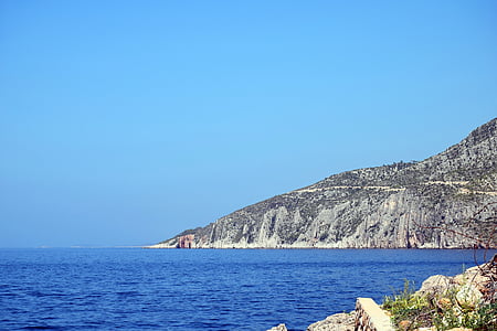 Adriatic, niebieski, morze, Latem, Wyspa, Chorwacja, błękitne morze