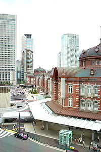 Dworzec Tokio, Tokyo, Stacja, Japonia, Dworzec kolejowy, Cegła, budynek