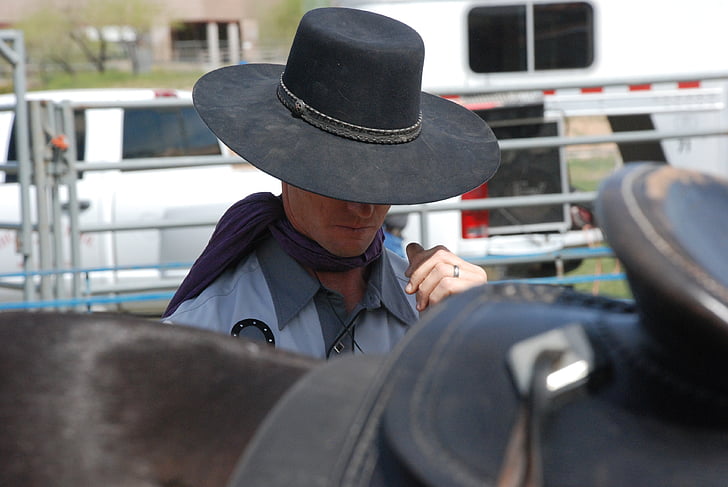 cowboy, hat, western, saddle, man, american, arizona