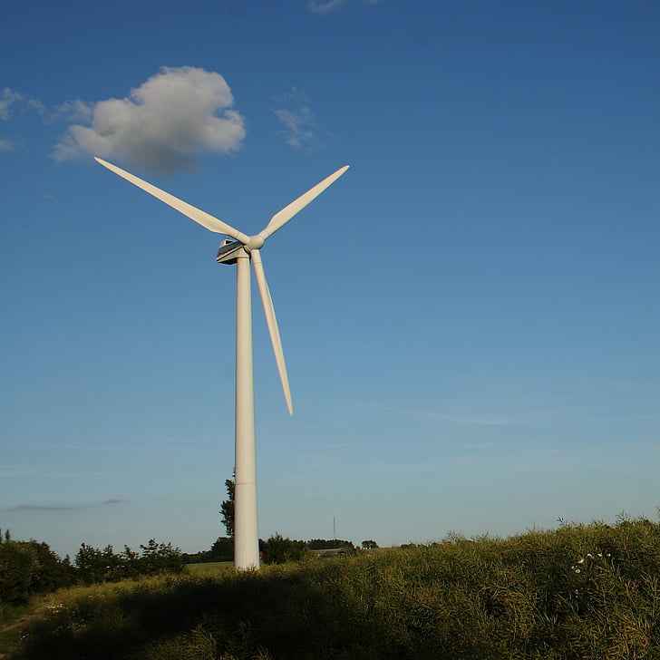 krajolik, ljeto, prirodni, Danska, turbina, okoliš, Vjetar turbina