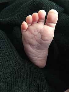 foten, Baby, torer, tå, nya, barn, nyfödda