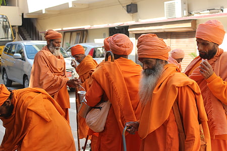 άτομα, Ινδική, αποστέλλονται, πορτοκαλί, τροφίμων, άσραμ, Haridwar
