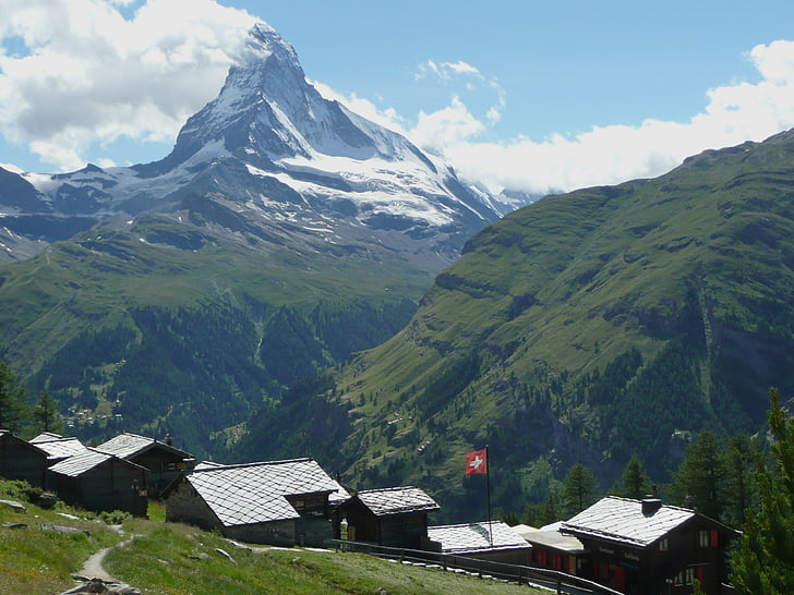 Matterhorn, Hora, Alpy, krajina, alpské, Panorama, scenérie