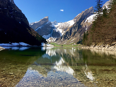 bergsee, 高山, 自然, 山脉, 景观, 瑞士, 徒步旅行