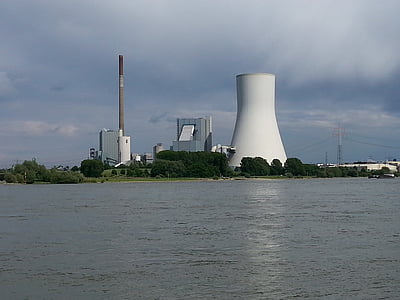 Duisburg, Walsum, Rajna, víz, folyó, erőmű, Barnaszén