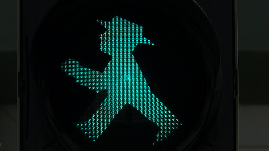 luces de tráfico, Pasarela, hombrecillo verde, señal de tráfico, verde, machos, señal luminosa