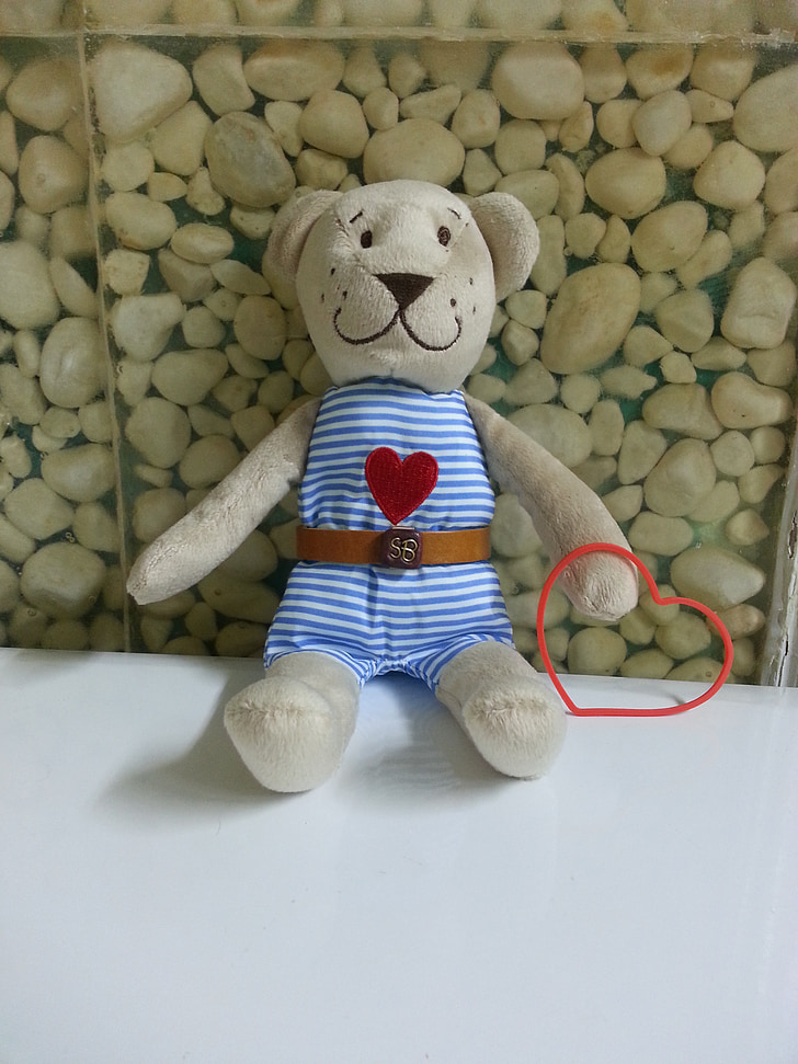 Teddy, oso de, corazón, infancia, juguete, lindo, feliz