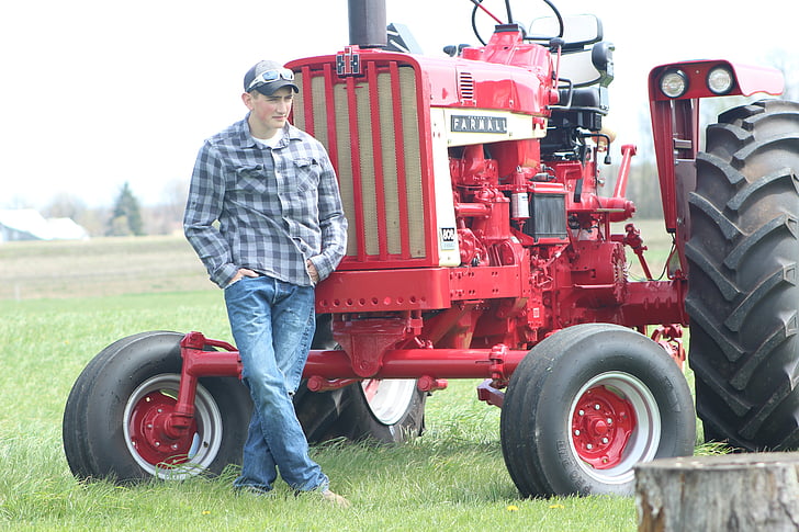 traktorius, ūkininkas, šalies berniukas, žemės ūkis, vyras, ūkio, lauko