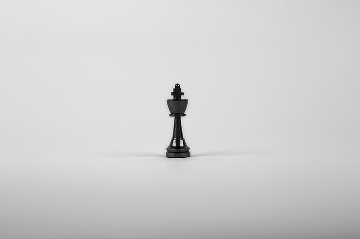 black and white, chess, chess piece, figurine, king, sculpture, shadow
