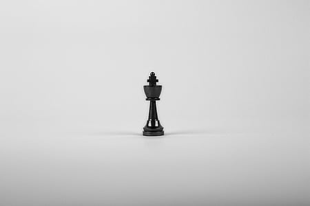 blanco y negro, ajedrez, pieza de ajedrez, estatuilla de, rey, escultura, sombra