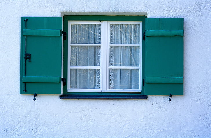finestra, vell, plegat persianes, obturador, ambient, Masia, façana