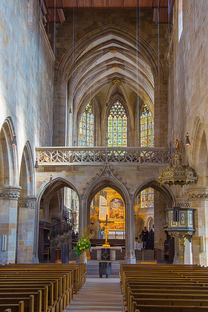 church, rood screen, esslingen, st dionys, middle ages, church room, altar