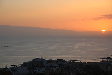 Sunset, Dusk, Twilight, Tenerife, i baggrunden, ø, Gomera