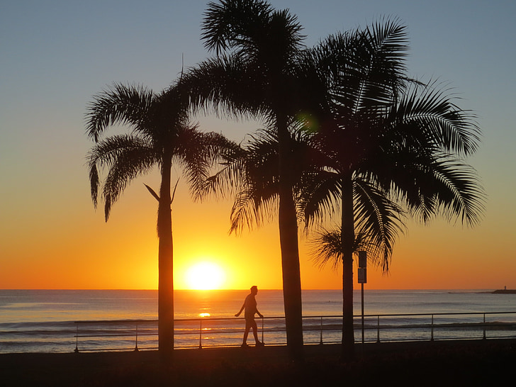 Sunshine coast, Ausztrália, Napkelte, Queensland, Beach, naplemente, tenger