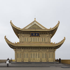 Emeishan, paisagem, cenário, a cúpula dourada, arquitetura, Ásia, lugar famoso