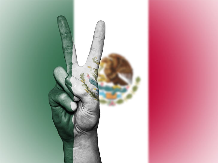 Meksyk, pokoju, ręka, naród, tło, transparent, kolory