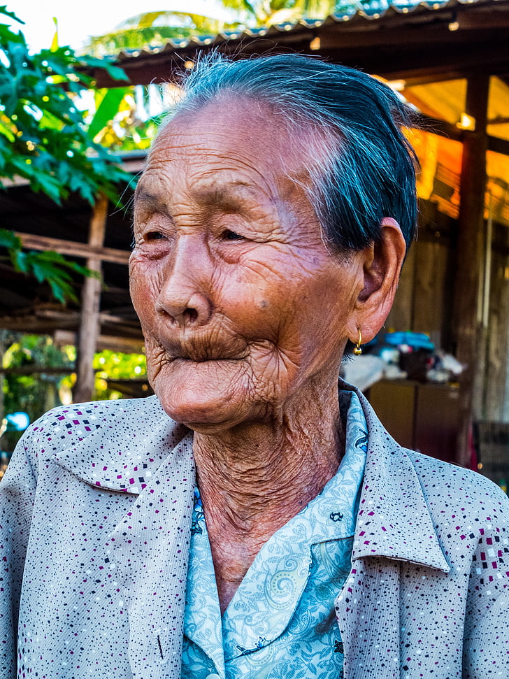 жена, стар, Тайланд, theyneed лице, Портрет