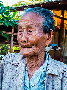 kvinne, gamle, Thailand, theyneed ansikt, stående
