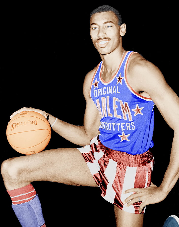 Wilt chamberlain, jogador de basquete, estrela, famosos, globetrotters Harlem, exposição, ícone de