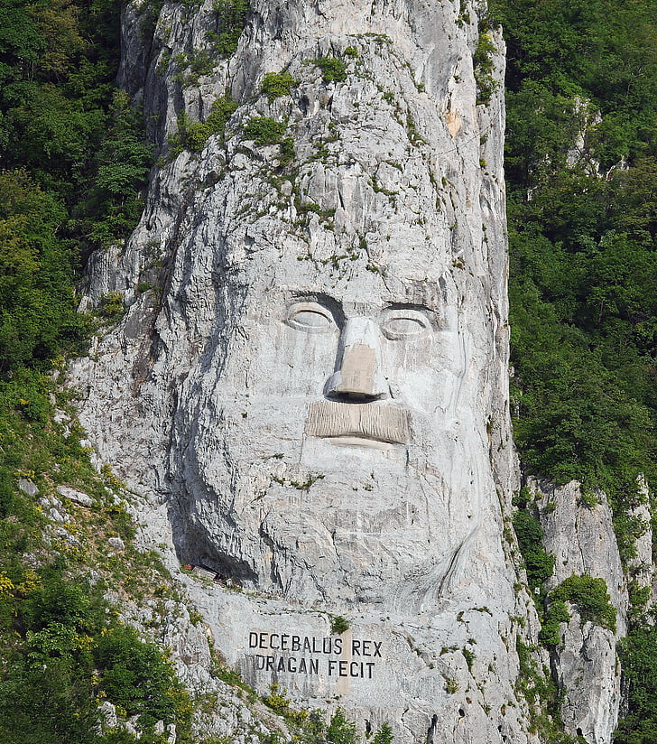 obličej, kámen, Král decebalus, reliéf, Rock, Rumunsko, karparten