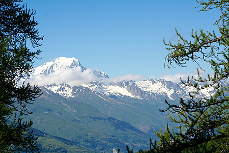 Mont blanc, Szavoja, hegyek, Mont blanc vonulata, táj, Haute-savoie, Alpok