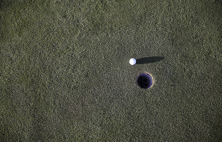 μπάλα, γκολφ, μπάλα του γκολφ, γήπεδο γκολφ, χλόη, πράσινο, τρύπα