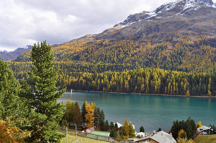 St. moritz-Suíça, Suíça, belo lago