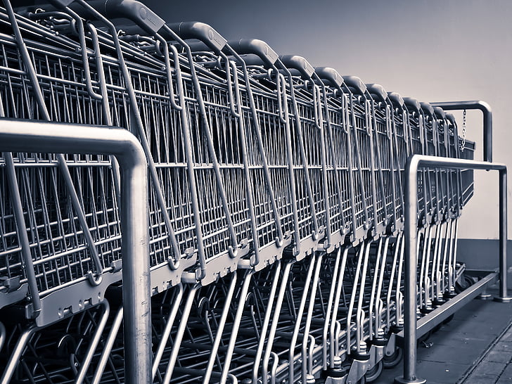 nakupovalni voziček, nakupovanje, supermarket, nakup, voziček, vozički, prevoz