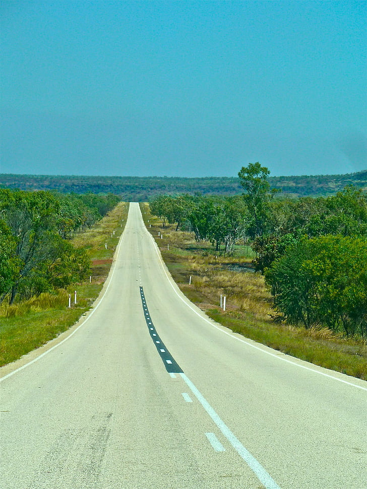 trip, road, outback, australia, distance, horizon, asphalt