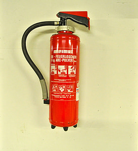 vermell, foc, d'emergència, ABC-pols, extintor de pols, extintor