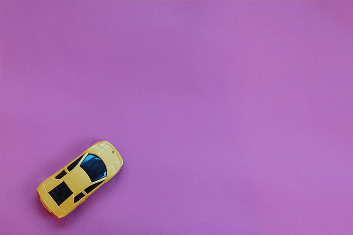 mänguasi, auto, Lamborghini, kollane, lilla