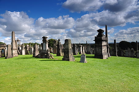 cimetière, pierres tombales, monument, vieux, tombes, religion, Glasgow
