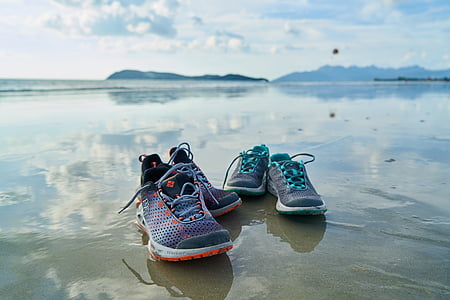 Обувь, виды спорта, пляж, морской, океан, Береговая линия, Природа