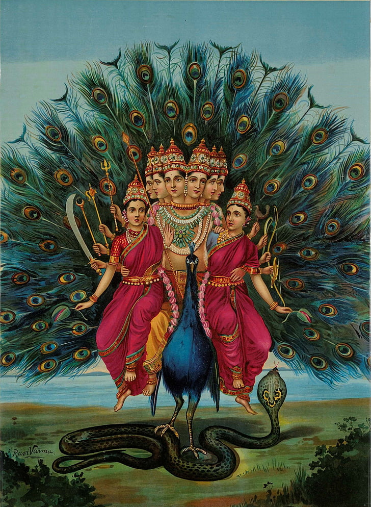 kuvia, Hindu, jumaluus, Eeva-Liisa, Skanda, Intia, karttikeya