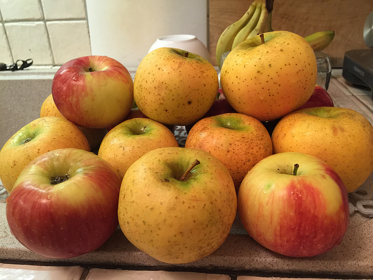 りんご, イエロー, キッチン, 秋, フルーツ, ビタミン, 健康