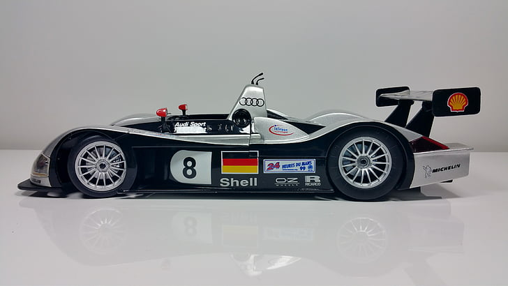 závodní auto, Le mans, 1999, stříbrná, auto, model vozu
