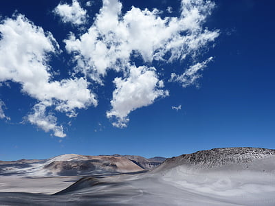 Andu, tuksnesis, Andes, kalni, debesis, zila, mākoņi