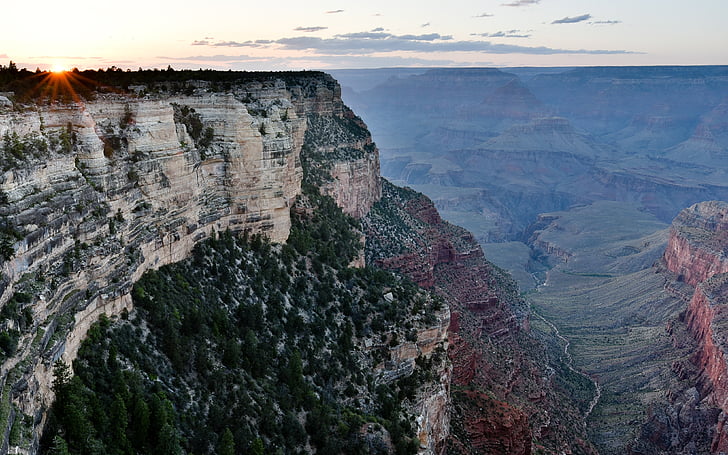 grand canyon, sunset, evening, gorge, arizona