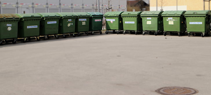 avfallshantering, sopor, soptunna, papper wheelie bin, massor av plast, miljö, pappersavfall