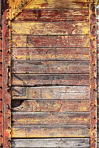 rust, door, wagon, wood, iron, oxidation