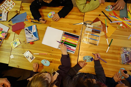 DIY, kinderen, potloden, pennen, kleuren, mensen, Business