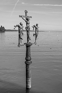 bronze, cruzeiro, Lago de Constança, Suíça, velho, Via Sacra