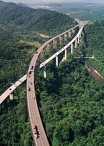 autoroute, route, vue aérienne, Rodovia dos imigrantes, Rodovia anchieta, Brésil, Autos