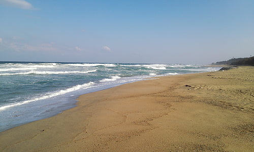 ビーチ, 波, 海, 自然, 韓国, 風景, 沿岸